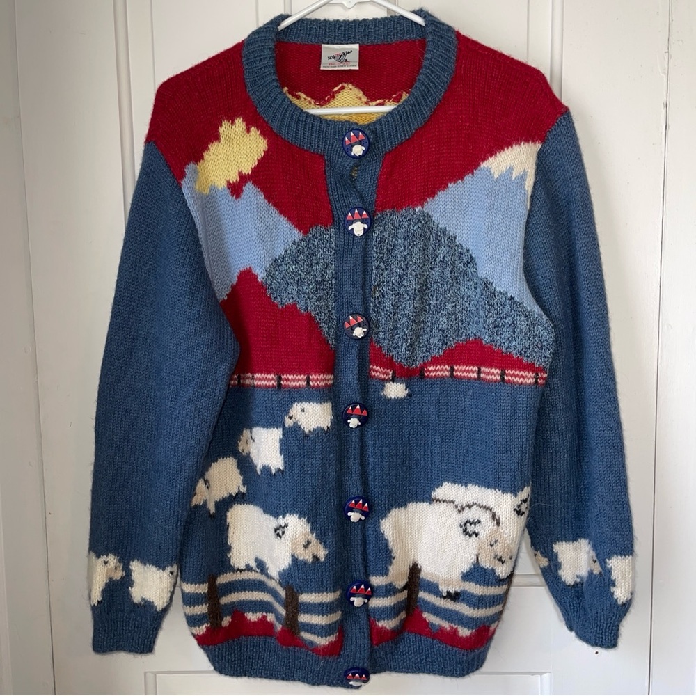 BONZ Dreamtime Sheep 100% Alpaca Wool Knit Cardigan Sweater